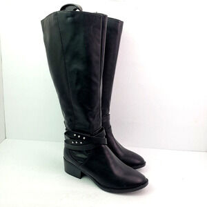 Material Girl Damien Womens Size 7 Black Fashion 17" Knee High 1.5" Heel Boots